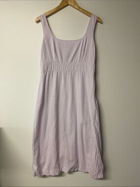 Ann Taylor Lavender Scoop-Neck Empire Waist Linen Blend Midi Dress